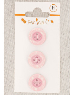 Tarjeta de 3 botones rosas de 15 mm 4 agujeros - Borde enrollado terrazo