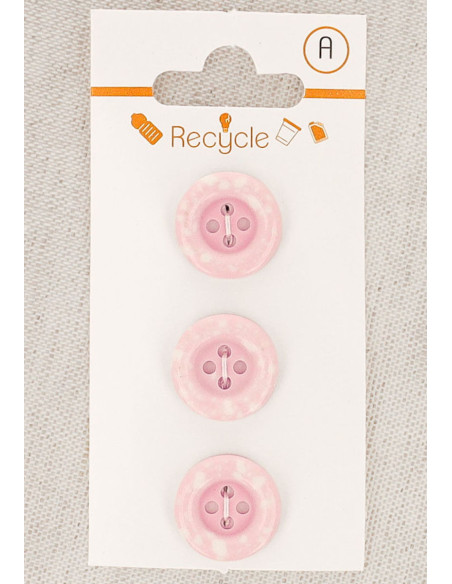Tarjeta de 3 botones rosas de 15 mm 4 agujeros - Borde enrollado terrazo