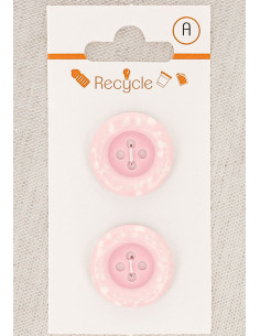 Tarjeta de 2 botones rosas de 20 mm 4 agujeros - Borde enrollado terrazo
