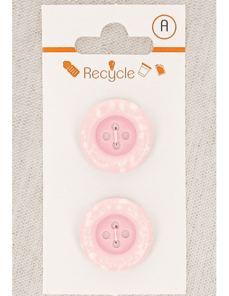 Tarjeta de 2 botones rosas de 20 mm 4 agujeros - Borde enrollado terrazo