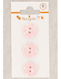 Tarjeta de 3 botones rosas 15 mm 2 agujeros - Terrazzo