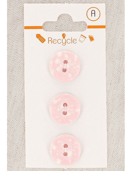 Tarjeta de 3 botones rosas 15 mm 2 agujeros - Terrazzo