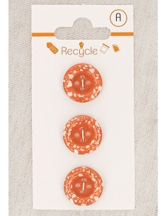 Tarjeta de 3 botones de cobre de 15 mm 4 agujeros - Borde enrollado terrazo