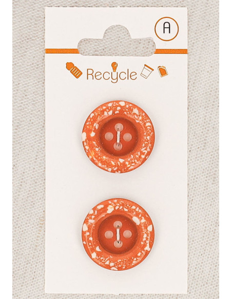 Tarjeta de 2 botones de cobre de 20 mm 4 agujeros - Borde enrollado terrazo