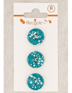 Tarjeta de 3 botones turquesa de 15 mm 2 agujeros - Terrazzo