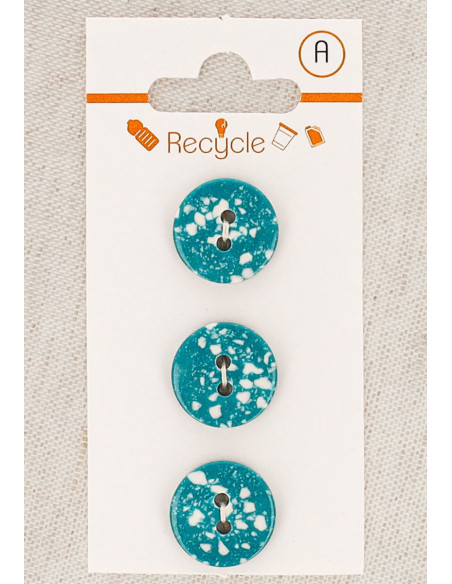 Tarjeta de 3 botones turquesa de 15 mm 2 agujeros - Terrazzo