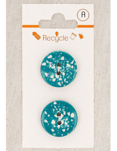 Tarjeta de 2 botones turquesa 20 mm 2 agujeros - Terrazzo