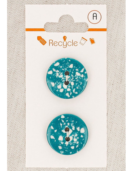 Tarjeta de 2 botones turquesa 20 mm 2 agujeros - Terrazzo