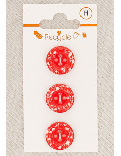 Tarjeta de 3 botones rojos de 15 mm 4 agujeros - Borde enrollado terrazo