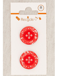 Tarjeta de 2 botones rojos de 20 mm 4 agujeros - Borde enrollado terrazo