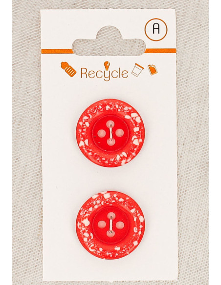 Tarjeta de 2 botones rojos de 20 mm 4 agujeros - Borde enrollado terrazo