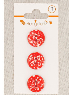 Tarjeta de 3 botones rojos de 15 mm 2 agujeros - Terrazzo
