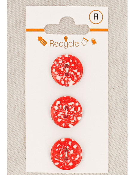 Tarjeta de 3 botones rojos de 15 mm 2 agujeros - Terrazzo