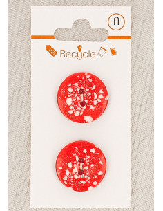 Tarjeta de 2 botones rojos 20 mm 2 agujeros - Terrazzo