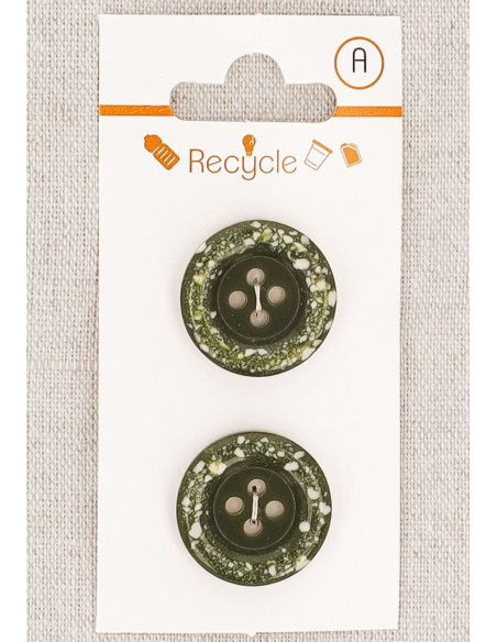 Tarjeta de 2 botones caqui de 20 mm 4 agujeros - Borde enrollado terrazo
