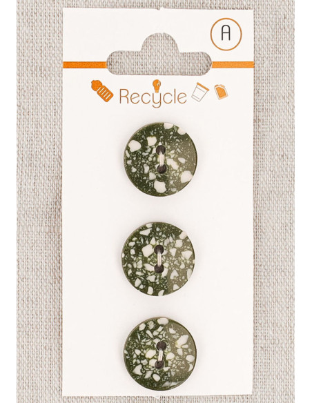 Tarjeta de 3 botones caqui 15 mm 2 agujeros - Terrazzo