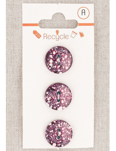 Tarjeta de 3 botones violeta de 15 mm 2 agujeros - Terrazzo