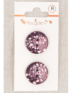 Tarjeta de 2 botones violeta de 20 mm 2 agujeros - Terrazzo