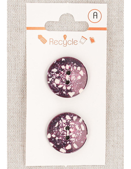 Tarjeta de 2 botones violeta de 20 mm 2 agujeros - Terrazzo