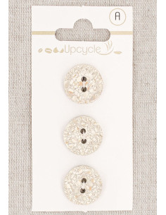 Tarjeta de 3 botones grises de 15 mm 2 agujeros - Jaspeados
