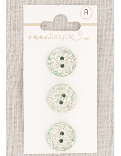 Tarjeta de 3 botones menta 15 mm 2 agujeros - Moteados