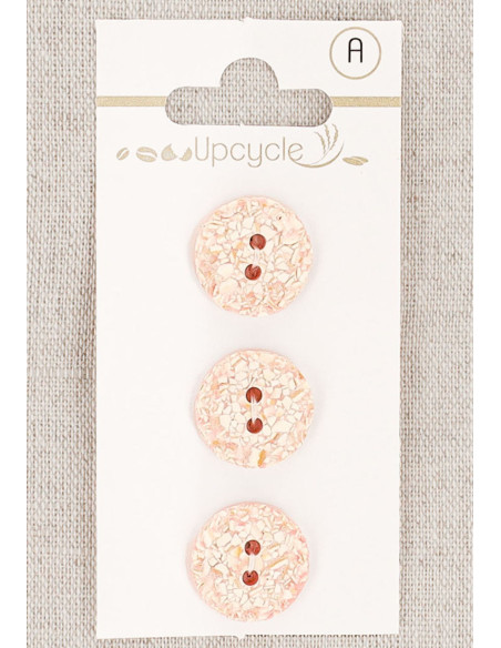 Tarjeta de 3 botones rosa 15 mm 2 agujeros - Jaspeados