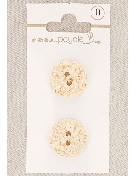 Tarjeta de 2 botones crudo 18 mm 2 agujeros - Jaspeados