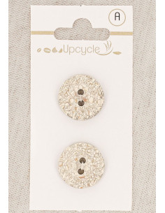 Tarjeta de 2 botones grises de 18 mm 2 agujeros - Jaspeados