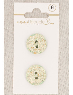 Tarjeta de 2 botones menta 18 mm 2 agujeros - Jaspeados