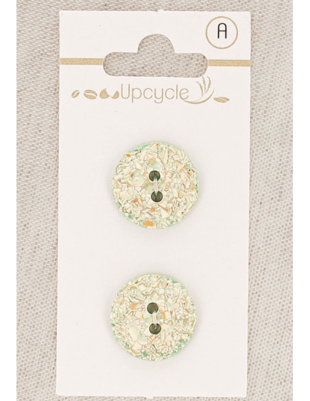 Tarjeta de 2 botones menta 18 mm 2 agujeros - Jaspeados