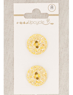 Tarjeta de 2 botones limón 18 mm 2 agujeros - Moteados