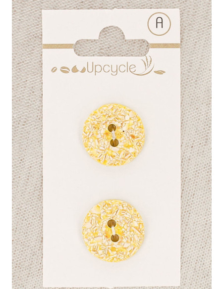 Tarjeta de 2 botones limón 18 mm 2 agujeros - Moteados