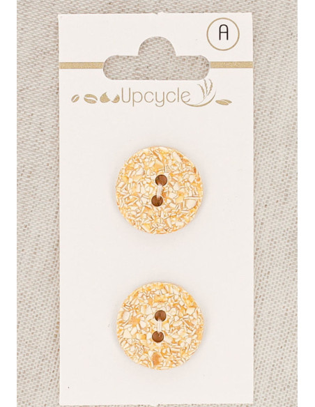 Tarjeta de 2 botones de albaricoque de 18 mm 2 agujeros - Moteados