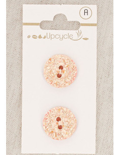 Tarjeta de 2 botones rosa de 18 mm 2 agujeros - Moteados