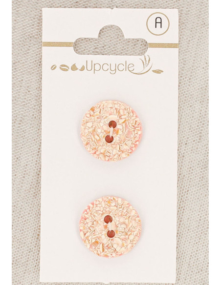 Tarjeta de 2 botones rosa de 18 mm 2 agujeros - Moteados