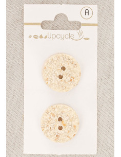 Tarjeta de 2 botones crudo 20 mm 2 agujeros - Jaspeados