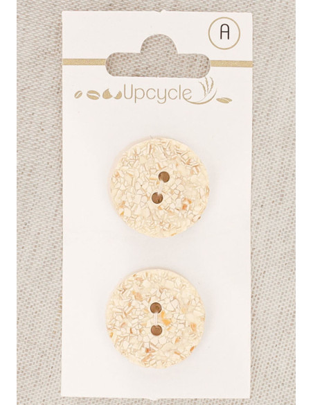 Tarjeta de 2 botones crudo 20 mm 2 agujeros - Jaspeados