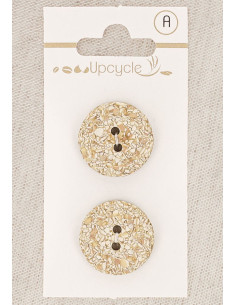 Tarjeta de 2 botones beige 20 mm 2 agujeros - Jaspeados