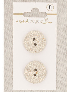 Tarjeta de 2 botones grises de 20 mm 2 agujeros - Jaspeados