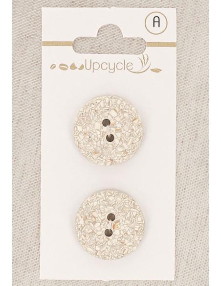 Tarjeta de 2 botones grises de 20 mm 2 agujeros - Jaspeados