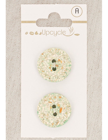 Tarjeta de 2 botones menta 20 mm 2 agujeros - Moteados