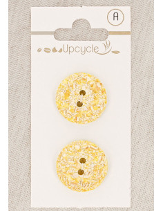 Tarjeta de 2 botones limón 20 mm 2 agujeros - Moteados