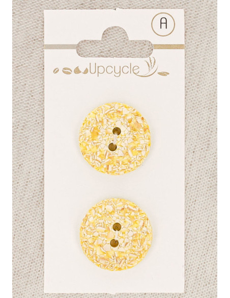 Tarjeta de 2 botones limón 20 mm 2 agujeros - Moteados
