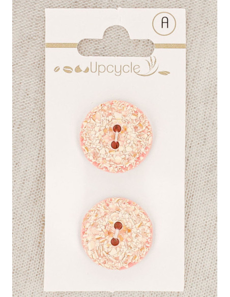 Tarjeta de 2 botones rosa de 20 mm 2 agujeros - Jaspeados