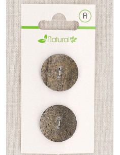 Tarjeta de 2 botones grises de 20 mm 2 agujeros - Texturizados