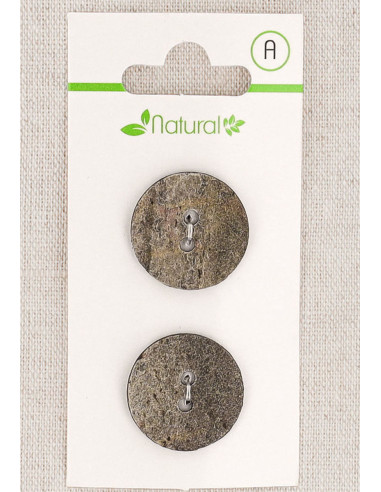 Tarjeta de 2 botones grises de 20 mm 2 agujeros - Texturizados