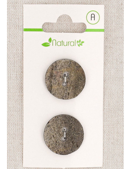 Tarjeta de 2 botones grises de 20 mm 2 agujeros - Texturizados