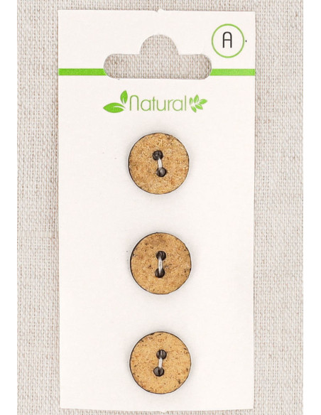 Tarjeta de 3 botones beige de 13 mm 2 agujeros - Texturizados