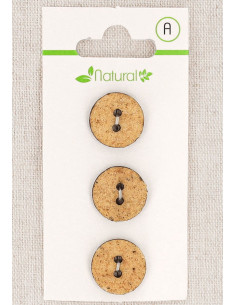 Tarjeta de 3 botones beige de 15 mm 2 agujeros - Texturizados