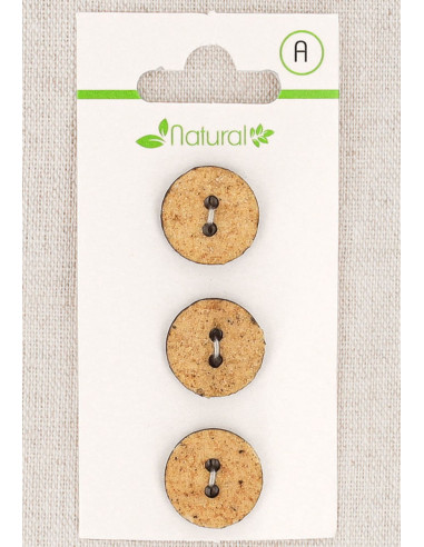 Tarjeta de 3 botones beige de 15 mm 2 agujeros - Texturizados